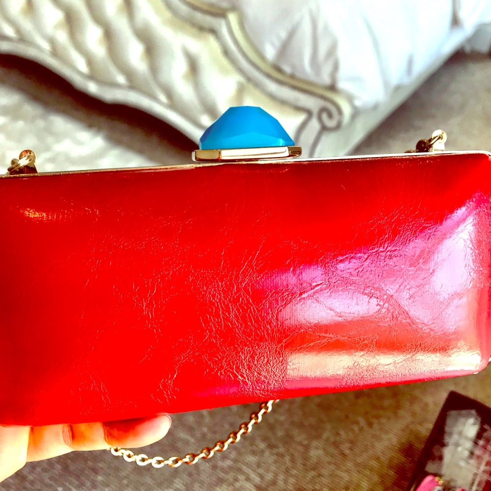 Designer TORY BURCH red lipstick clutch bag